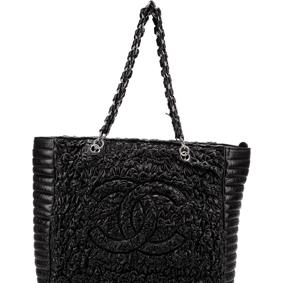 Chanel Tote Leather Silver-Tone Hardware Chain-Link Strap Grosgrain - Picture 2 of 9